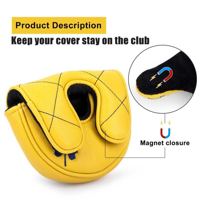 Golf Headcovers Play Like A Champion Today Golf Club Head Covers Advanced Embroidery Premium Leather Driver Headcovers Fairway Covers Hybrid Cover Mallet Putter for OZ1(for OZ1 Mallet Putter(1pcs))