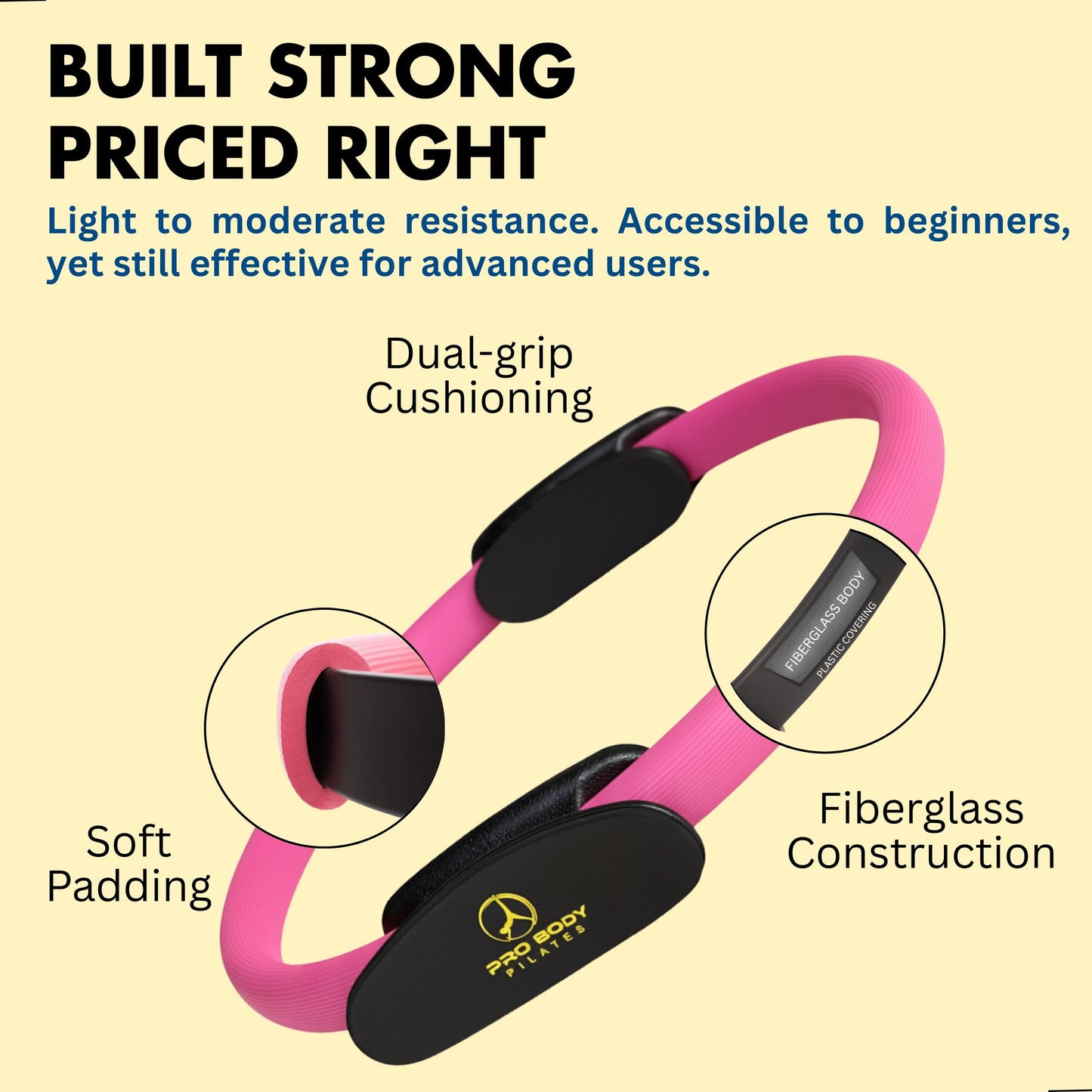 ProBody Pilates Circle - 14 Inch Magic Circle Pilates Ring (Pink)