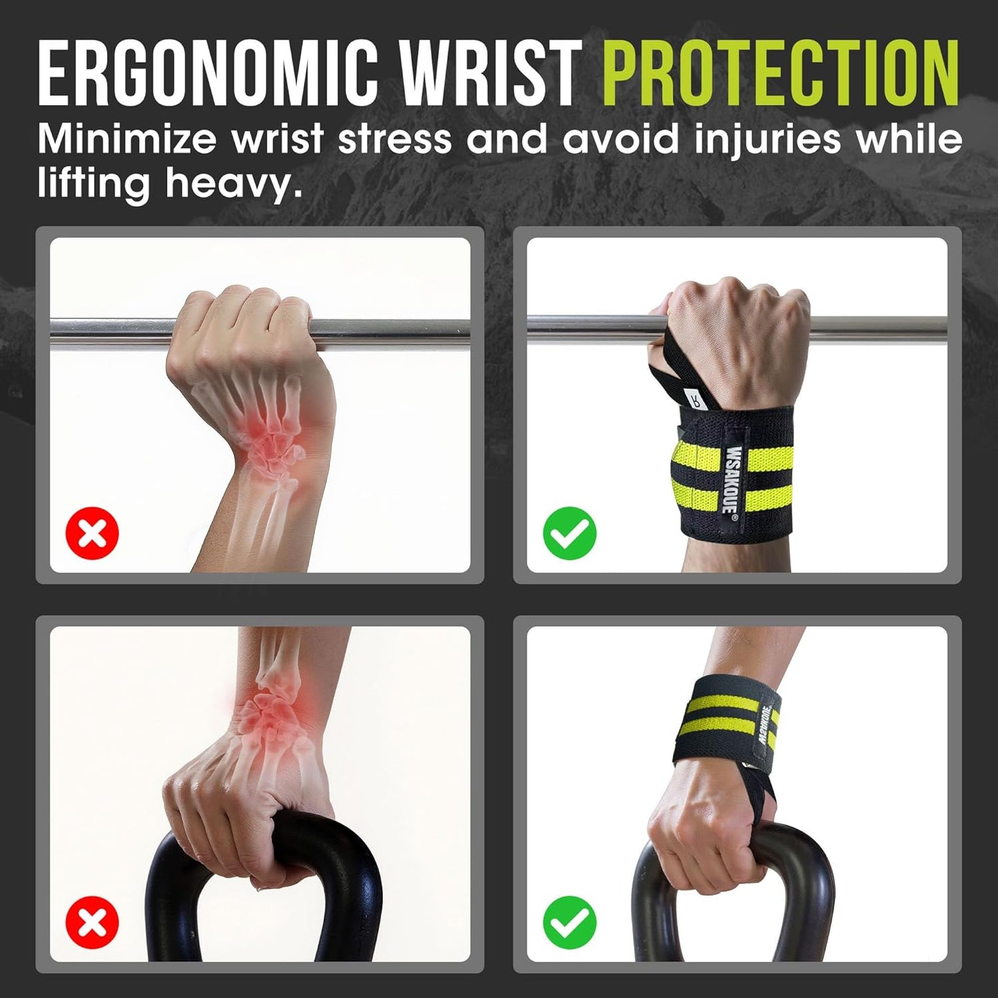 Weightlifting Wrist Wraps - 18" Professional Support with Heavy-Duty Thumb Loop | Adjustable Gym Straps for Men & Women