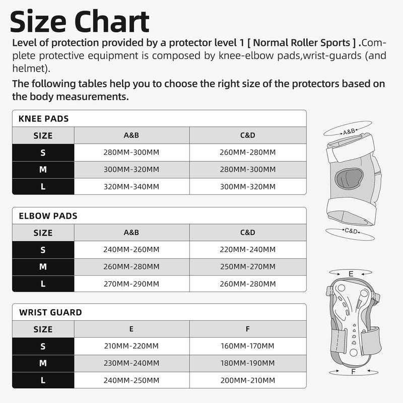 Knee Pads for Women/Men /Youth Skate Pads Adult Knee and Elbow Pads with Wrist Guards for Roller Skating, Skateboard, Skateboarding and Scooter