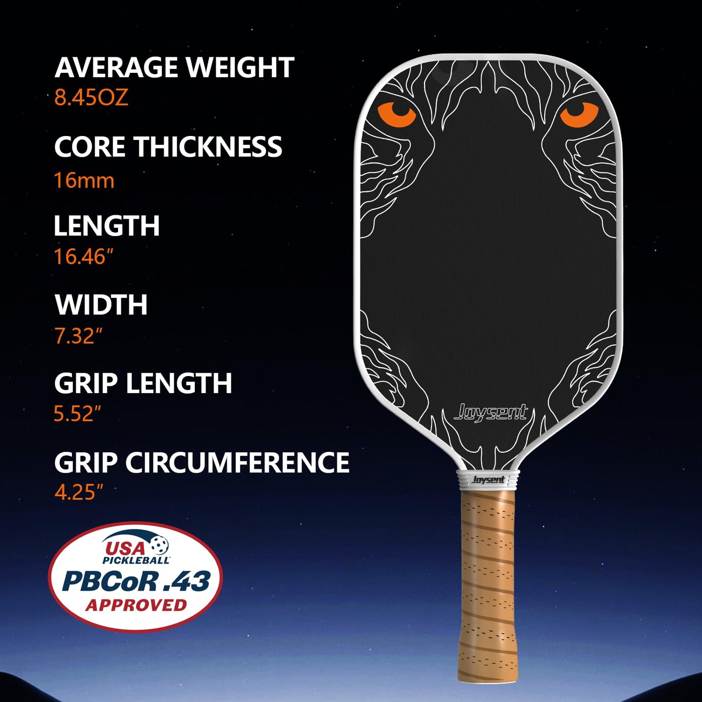 Joysent Pickleball Paddles Set, T700 Raw Carbon Fiber Pickleball Paddle, USAPA Approved 16mm Core Power Pickleball Racket for Adults Men Women, Phantom Eye GEN4 Pro