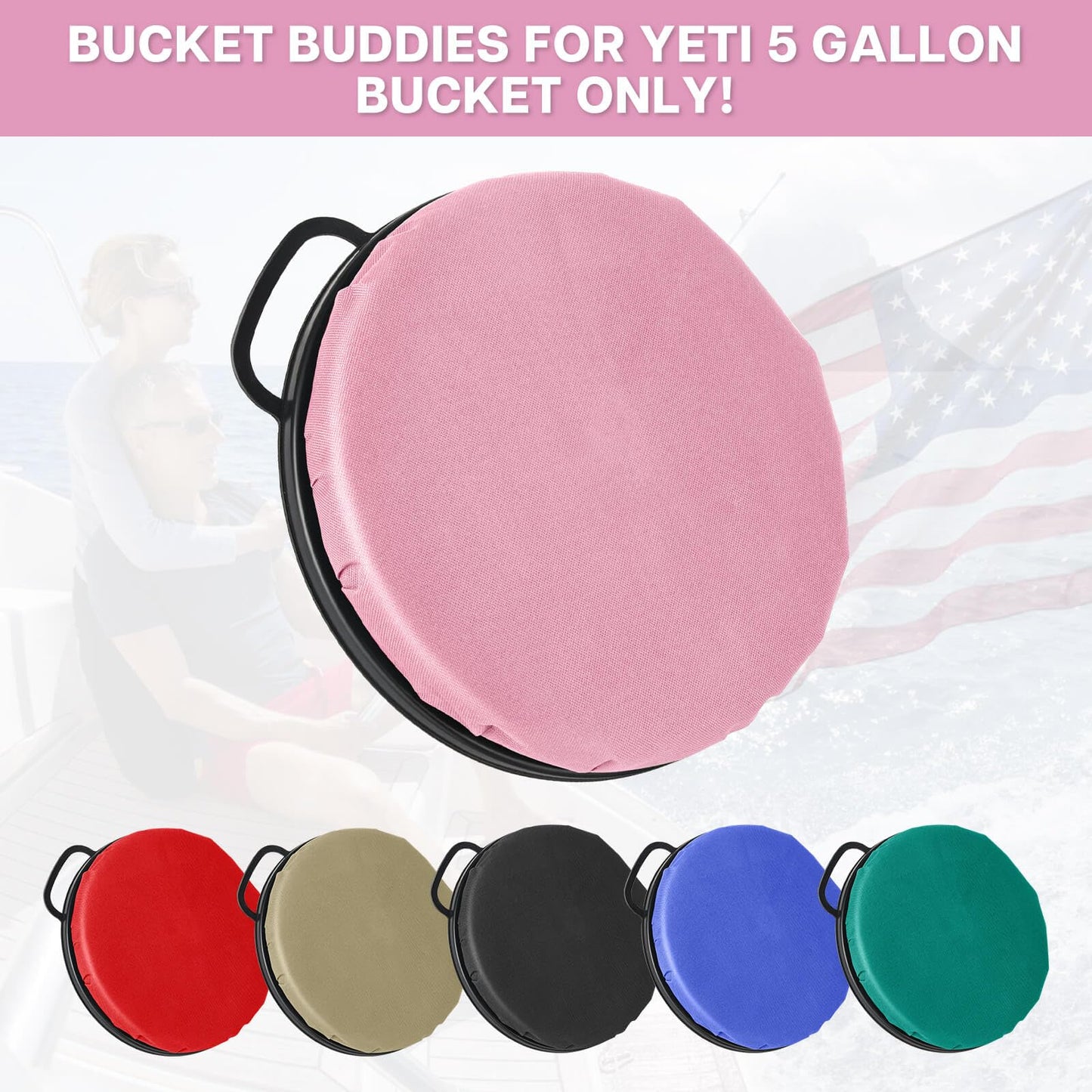 5 Gallon Bucket Seat for Yeti Bucket Only, Swivel Bucket Lid with Padded Top for Cozy Sitting, Bucket Seat Cushion for Outdoor Fishing,Hunting,Gardening,Camping,Car Washing, Softball Training