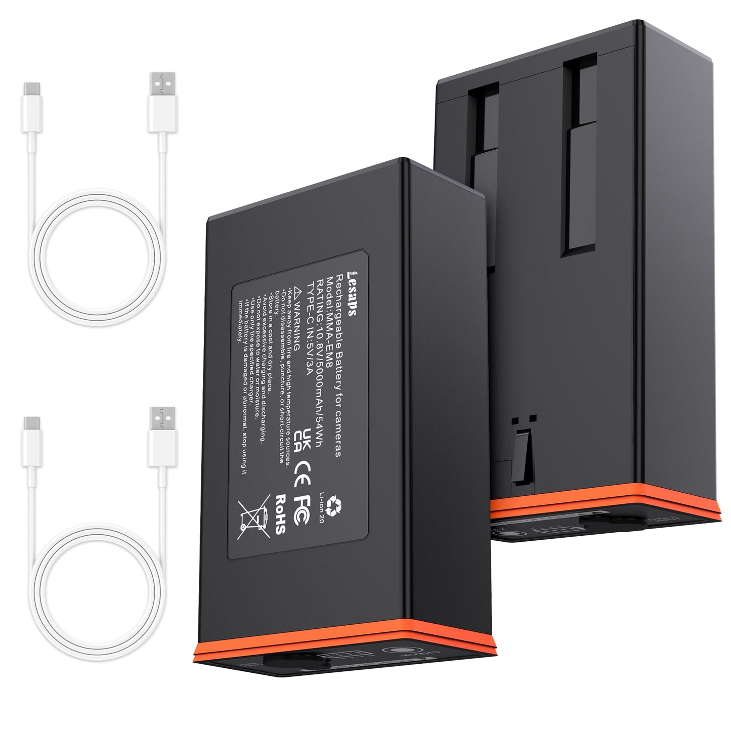 Lesaps 2-Pack 5000mAh Moultrie Power Mag Replacement Battery - Compatible with Moultrie Cellular Trail Cameras Edge, Edge Pro, Edge 2, Edge 2 Pro, USB-C & Solar Panels Charging