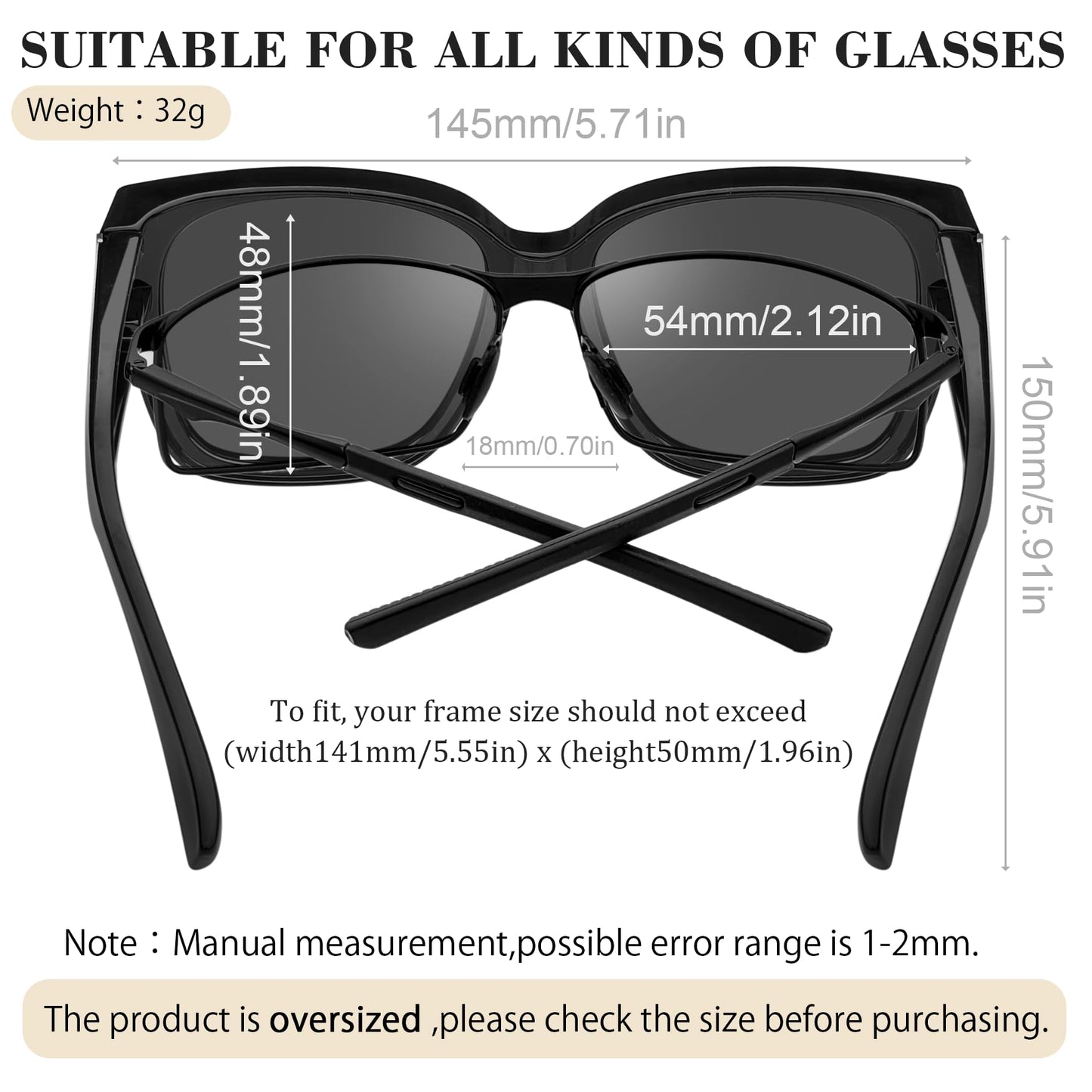MAIVARDAY 400UV Protection Fit Over Glasses Sunglasses - Comfortable Durable Square Frame with Gradient Lenses