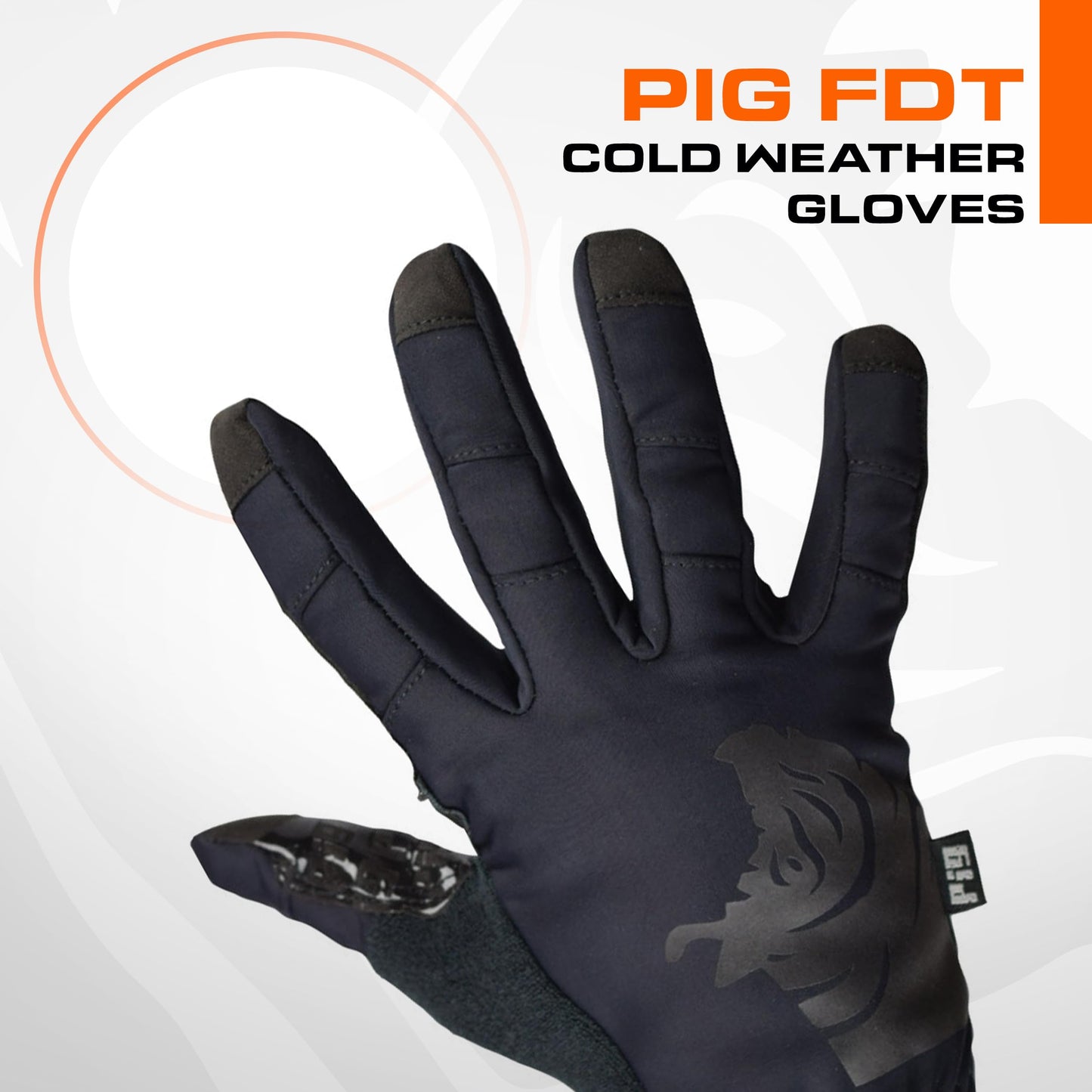 PIG FDT Full Dexterity Cold Weather Gloves, Insulated, Touchscreen Compatible, Silicone Grip, for Shooting Sports, 1 Pair, Black, Large