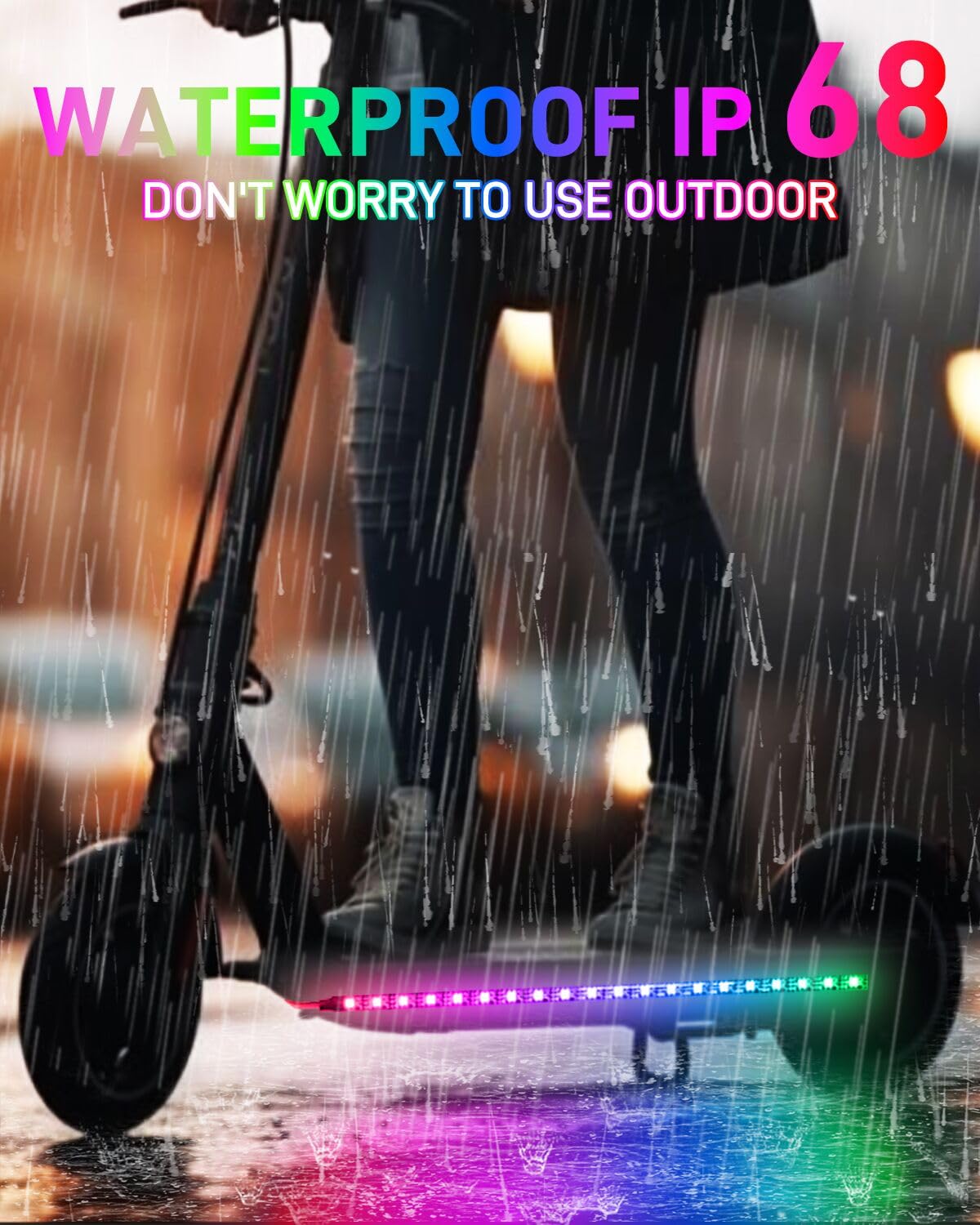Miisiya Scooter Lights for Night Riding, Electric Scooter Led Strip Lights APP Control RGBIC for Scooter Lights Bicycle Skateboard