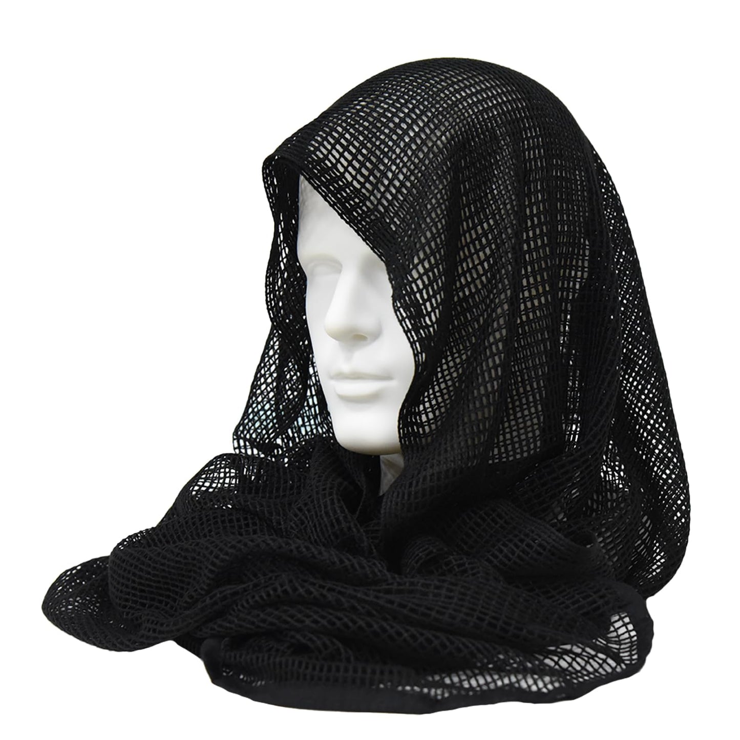 LOOGU Tactical Camo Scarf Military Sniper Veil Camouflage Netting for Hunting Photography Airsoft Desert Woodland Tear-Resistant Polyester Ghillie Accessory (Black)