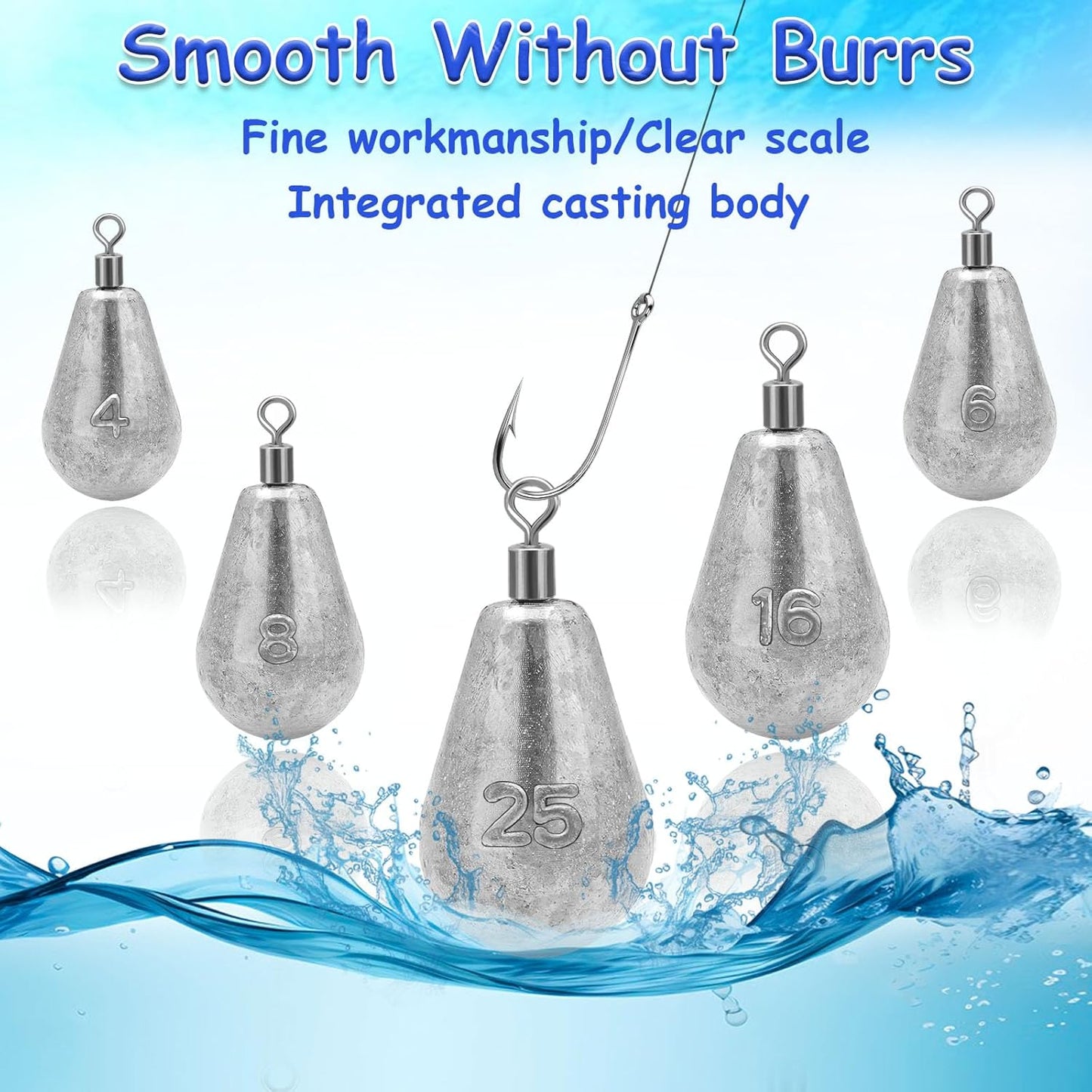 Long Casting Swivel Bell Sinkers - Fishing Weights with Swivels | 1/2oz, 3/4oz, 1oz, 2oz, 3oz