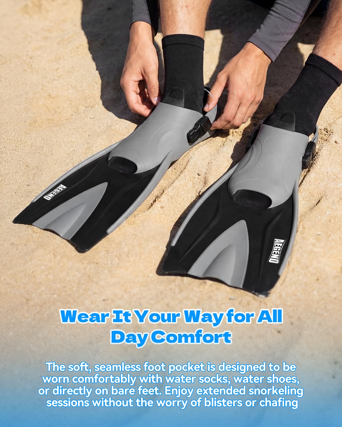 Aegend Snorkeling Gear for Adults Men Women: Anti-Fog Panoramic Mask Set, Adjustable Fins & Dry Top Snorkel – All-in-One Travel Snorkel Set for Swimming, Diving & Snorkeling (Dark Black, S/M)