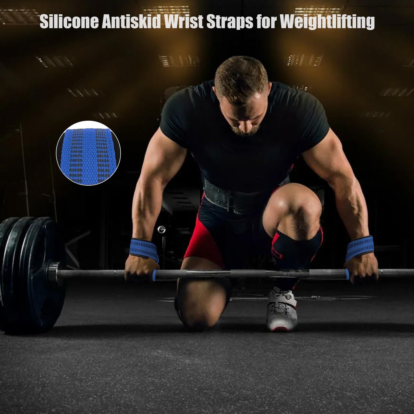 4 Pack Lifting Wrist Straps for Weightlifting, Lifting Straps for Gym Strength Training,Deadlifts,Workout, Men & Women Neoprene-padded Wrist Cushion Cotton Lift Straps with Anti-Skid Silicone -Blue