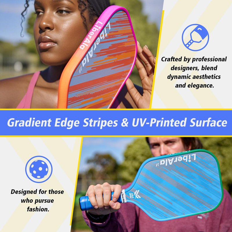 LiberAla Pickleball Paddles, USAPA Approved Carbon Fiber Pickle Ball Paddle, PP Honeycomb Core, Lightweight & Comfort Grip for Beginners, Pros, Men, Women, Adults, Kids