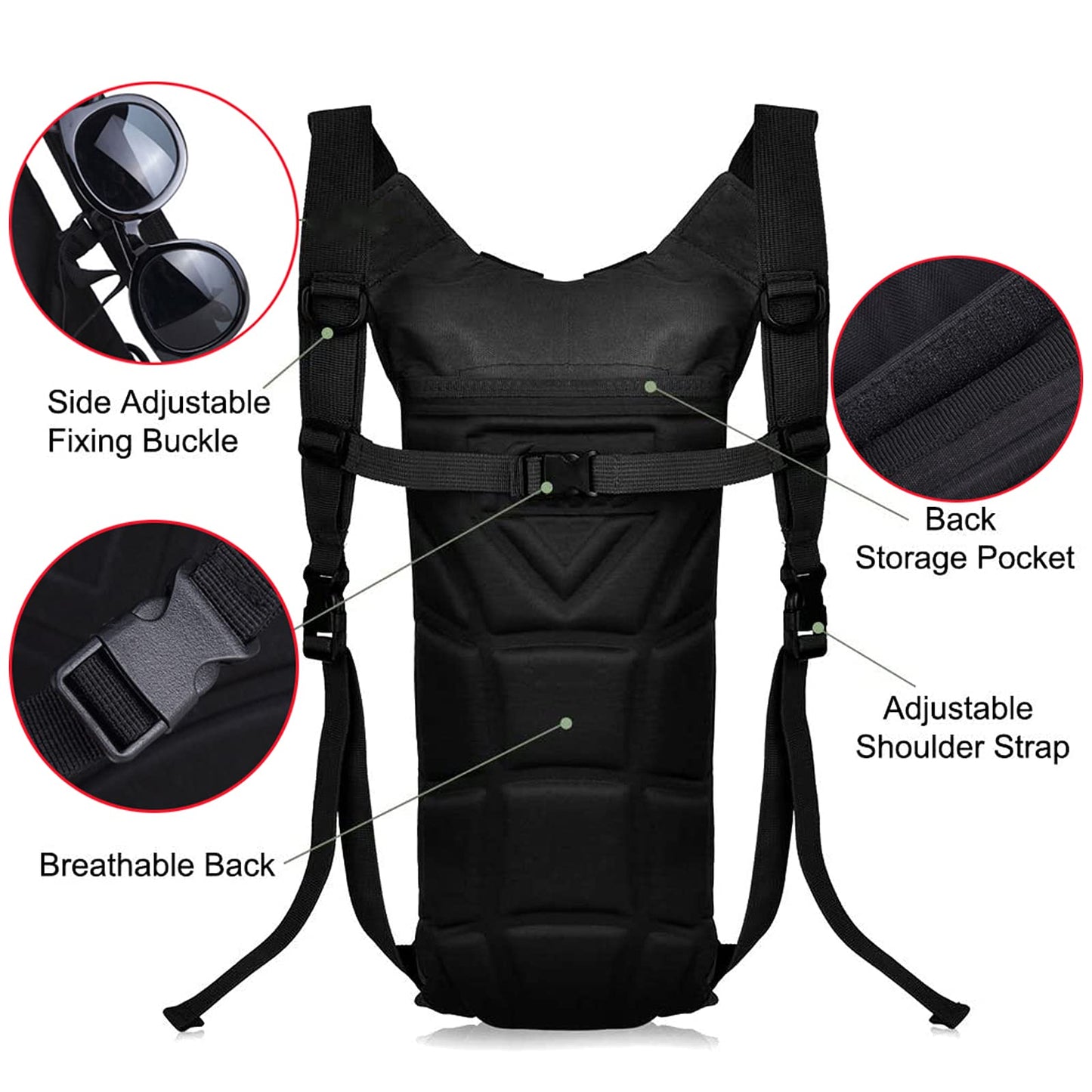 Water Backpack for Hiking Black Water Hydration Backpack with 3L Water Bladder Lightweight Waterproof Water Bag Backpack Tactical Water Backpack for Cycling Hiking