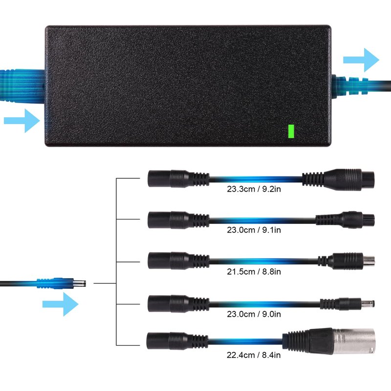 42V 2A Charger with 6 Plugs Universal for 36V Li-ion Battery, Fast Charger Replacement for Razor,Jetson,Voyage,gotrax,ninebot,Bird,Segway and Most 36V 10S Lithium Battery Device