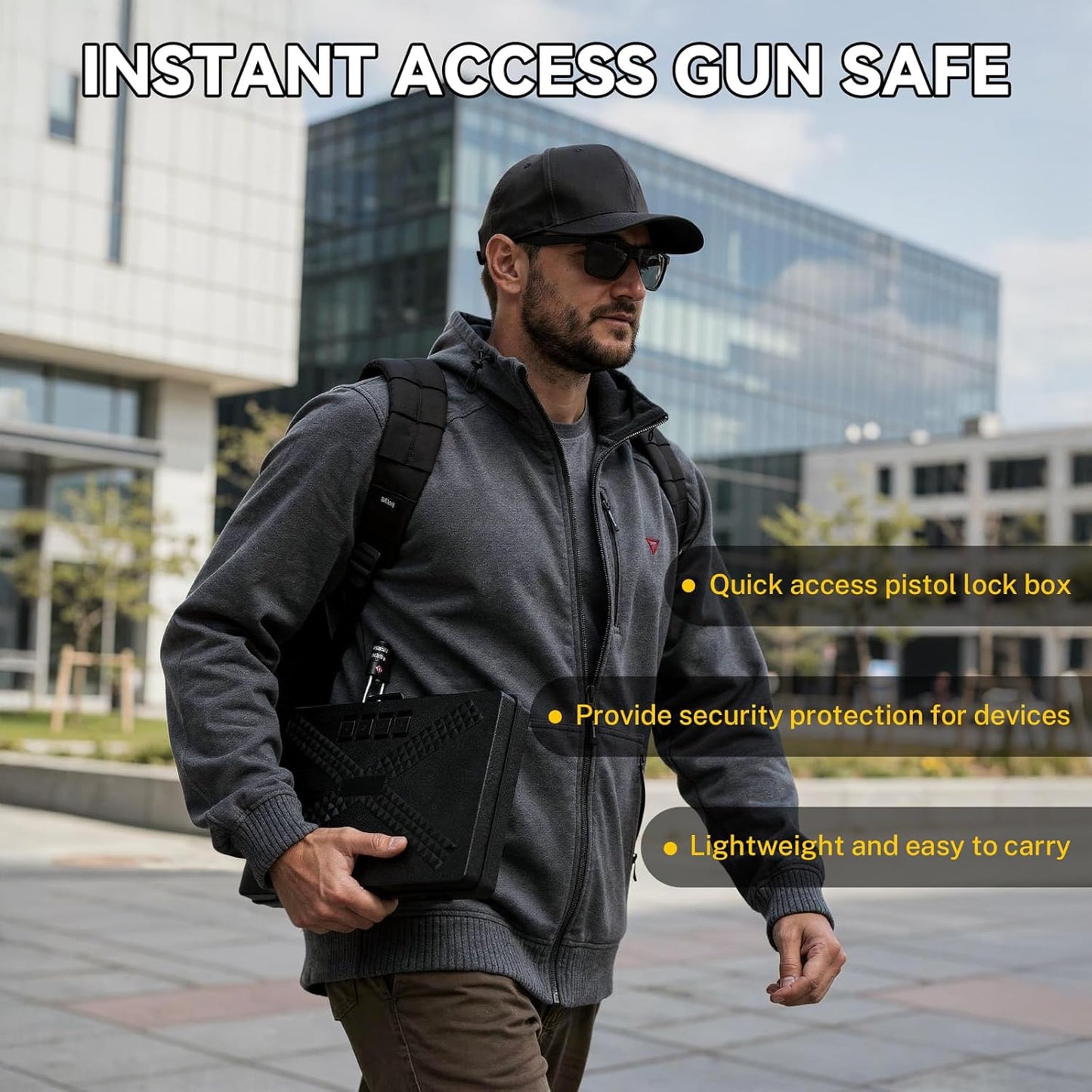 Handgun Safe - Quick Access Mechanical Lock Pistol Safe | Portable Compact Lock Box for Travel, Office, Bedroom