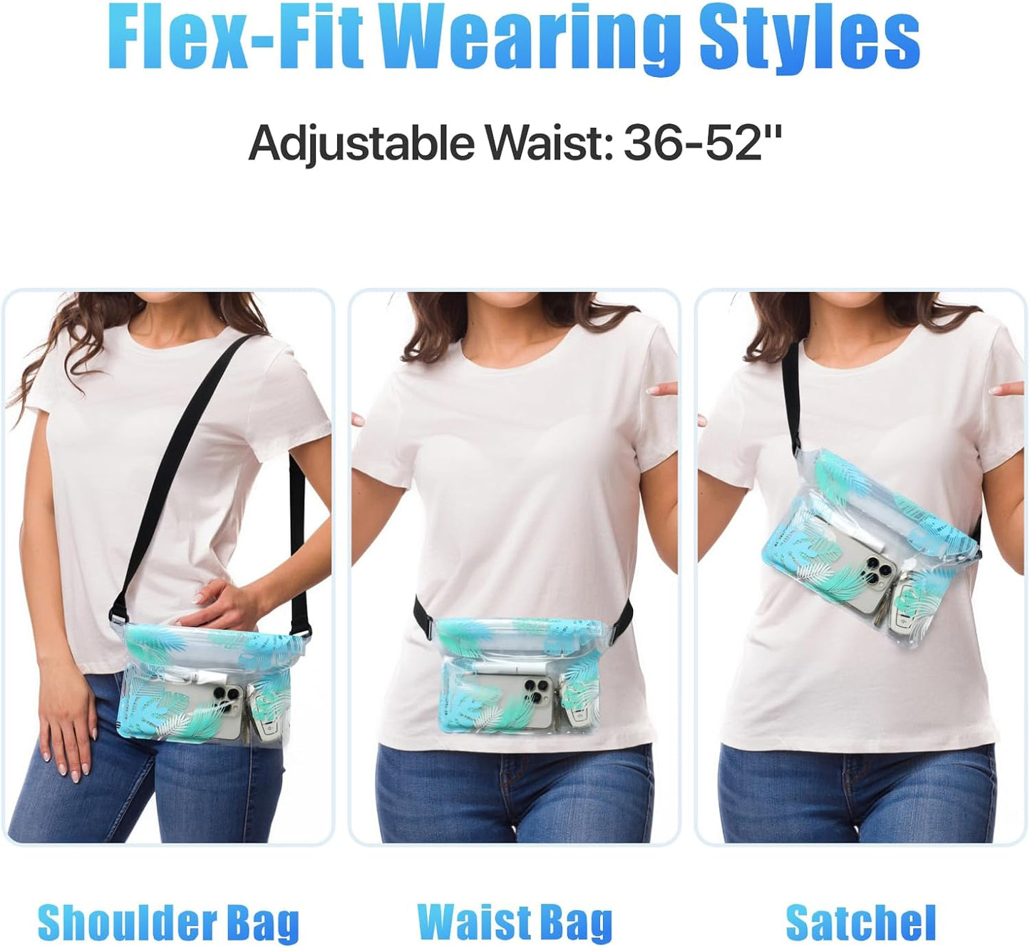 Waterproof Fanny Pack - Adjustable Waist Strap, Triple Zipper Roll-Top Dry Bag for Phone | Ideal for Beach, Kayaking, Boating