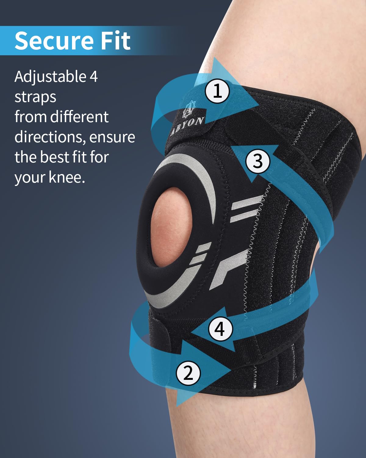 ABYON Knee Brace for Men & Women - Adjustable Knee Support for Meniscus Tear ACL, MCL & Arthritis -Neoprene Patella Stability Wrap with Dual Side Spring Stabilizers & Patella Gel Pad for Pain Relief & Injury Recovery – See How to Size Video Before Orderin