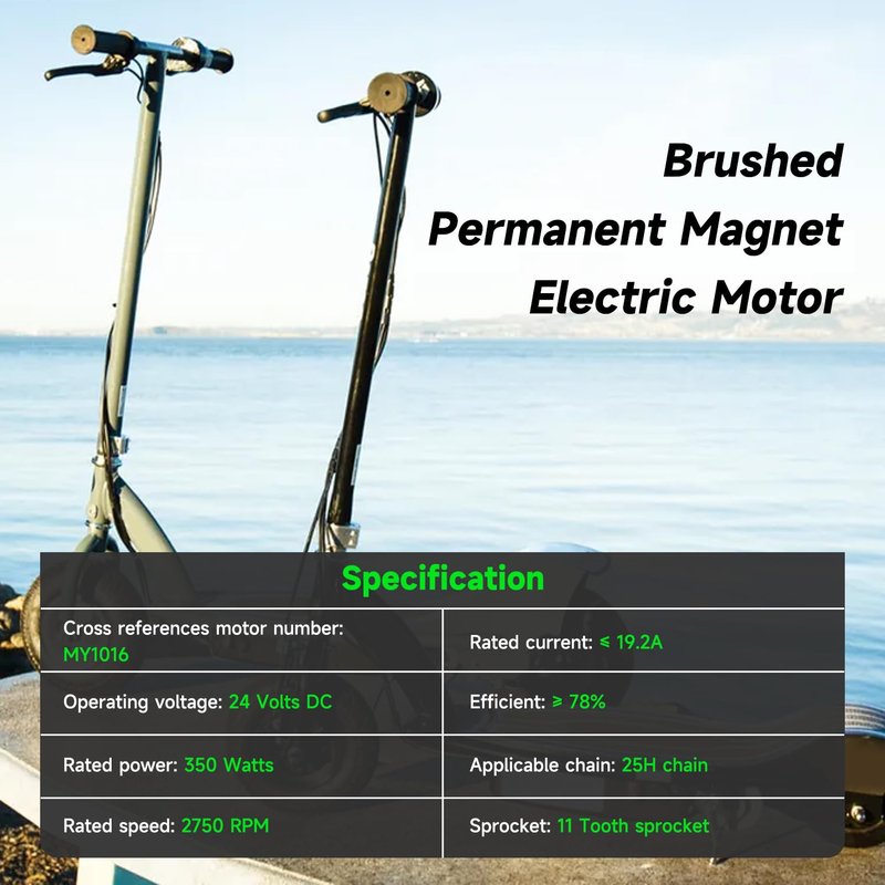 XIKOBY 24V Electric Motor Compatible with Razor E300 E300S E325 Electric Scooter MX350 MX400 Dirt Rocket Bike, 2750RPM 350W Brushed Permanent Magnet DC Motor with Charger Port Handlebar Grips Parts