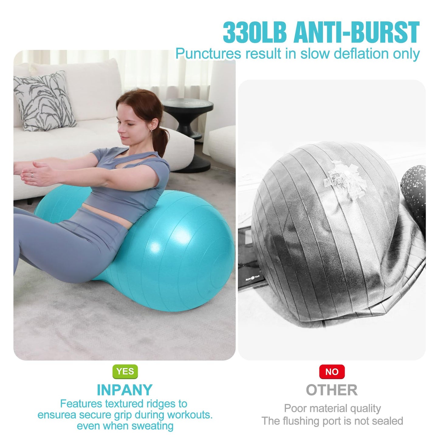 INPANY Peanut Exercise Ball for Labor, Physical Therapy & Fitness(Cyan)