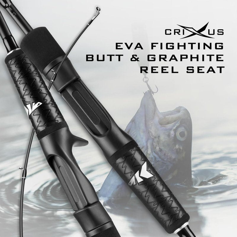 KastKing Crixus Fishing Rod - 6ft 6in Medium Heavy Casting Rod with Fast Action & MeshGuard Rod Socks