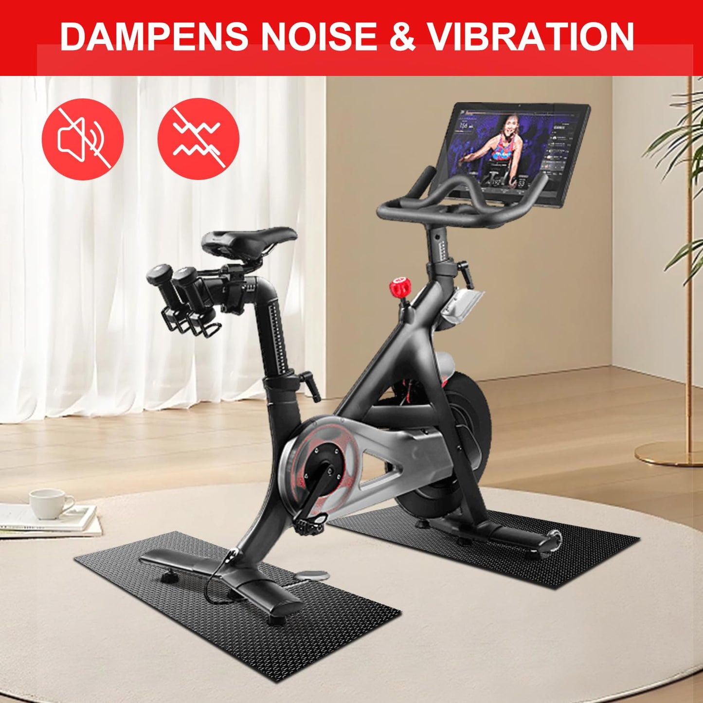 Bike Mat-6mm Thick Exercise Bike Mat,Treadmill Mat for Carpet & Hardwood Floors,Mats for Gym Equipment,Indoor Exercise Equipment Mat,Exercise Mat,Fitness Mat,Stationary Bike Mat