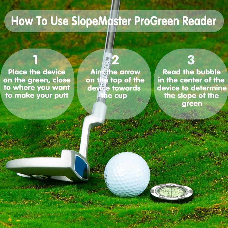 Prodigora Golf Green Reader, Golf Ball Marker Hat Clip with High Precision Horizontal Bubble, Putting Training Aid Golf Accessories Tool Gift for Men Women (Black)