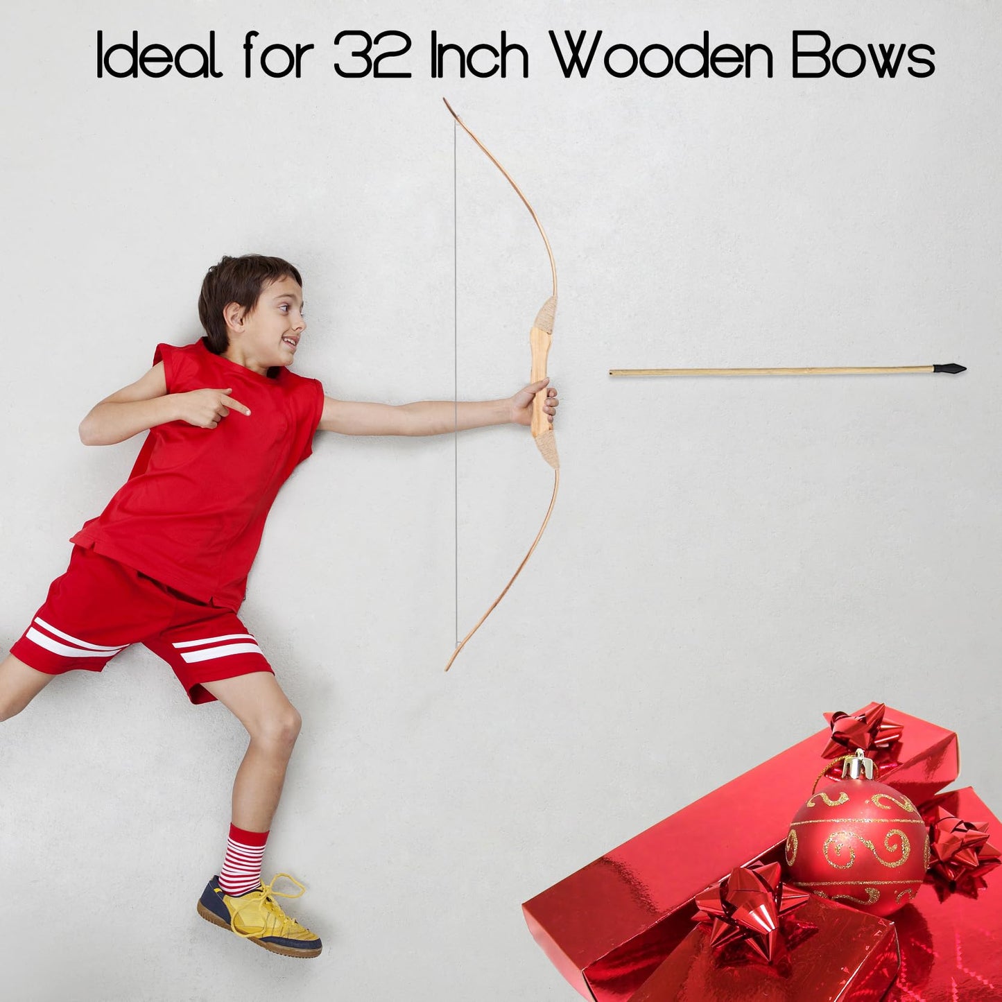 Basbon 10 Pcs Wooden Arrows Soft Rubber Tips, 17 Inch Handmade Wooden Toy Arrow for Kids and Beginners, Archery Bows Outdoor Play Cosplay Costume Decoration