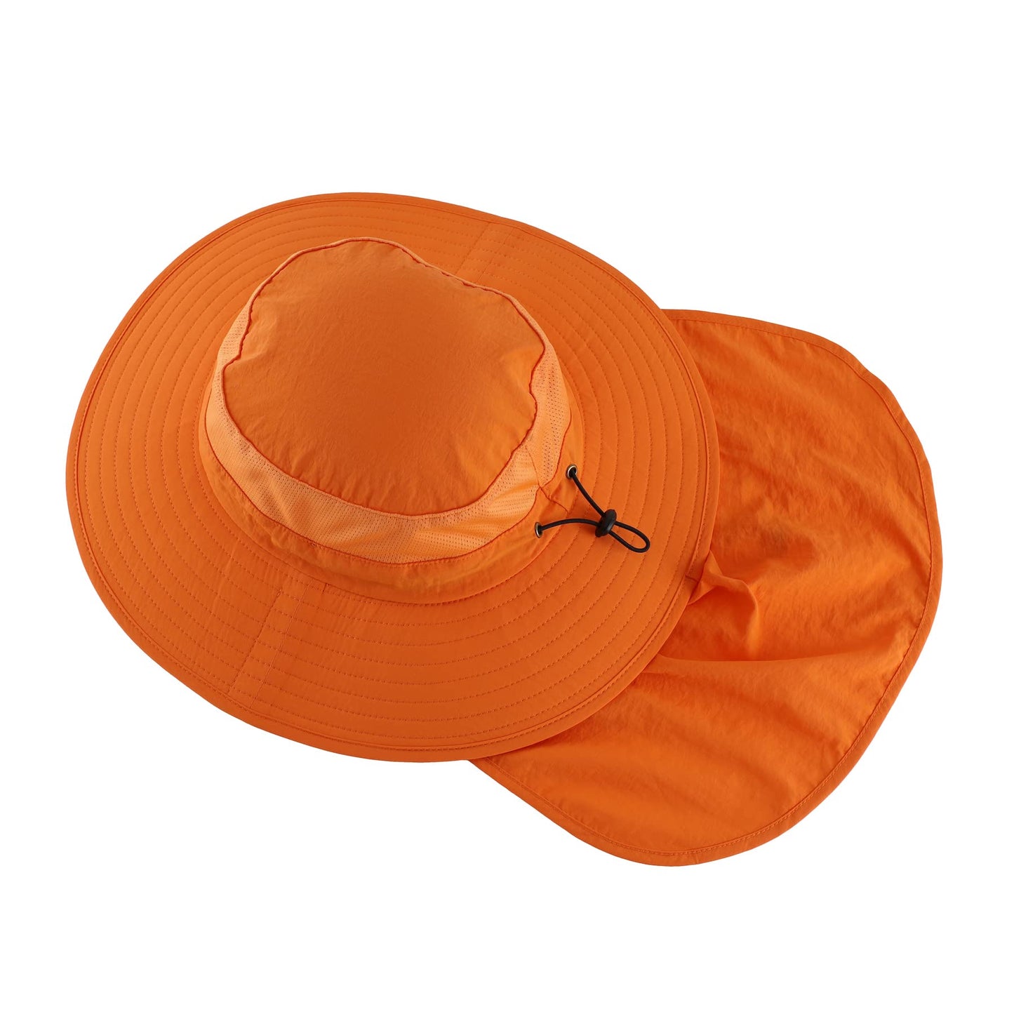 Home Prefer Outdoor UPF50+ Mesh Sun Hat Wide Brim Fishing Hat with Neck Flap (Orange)