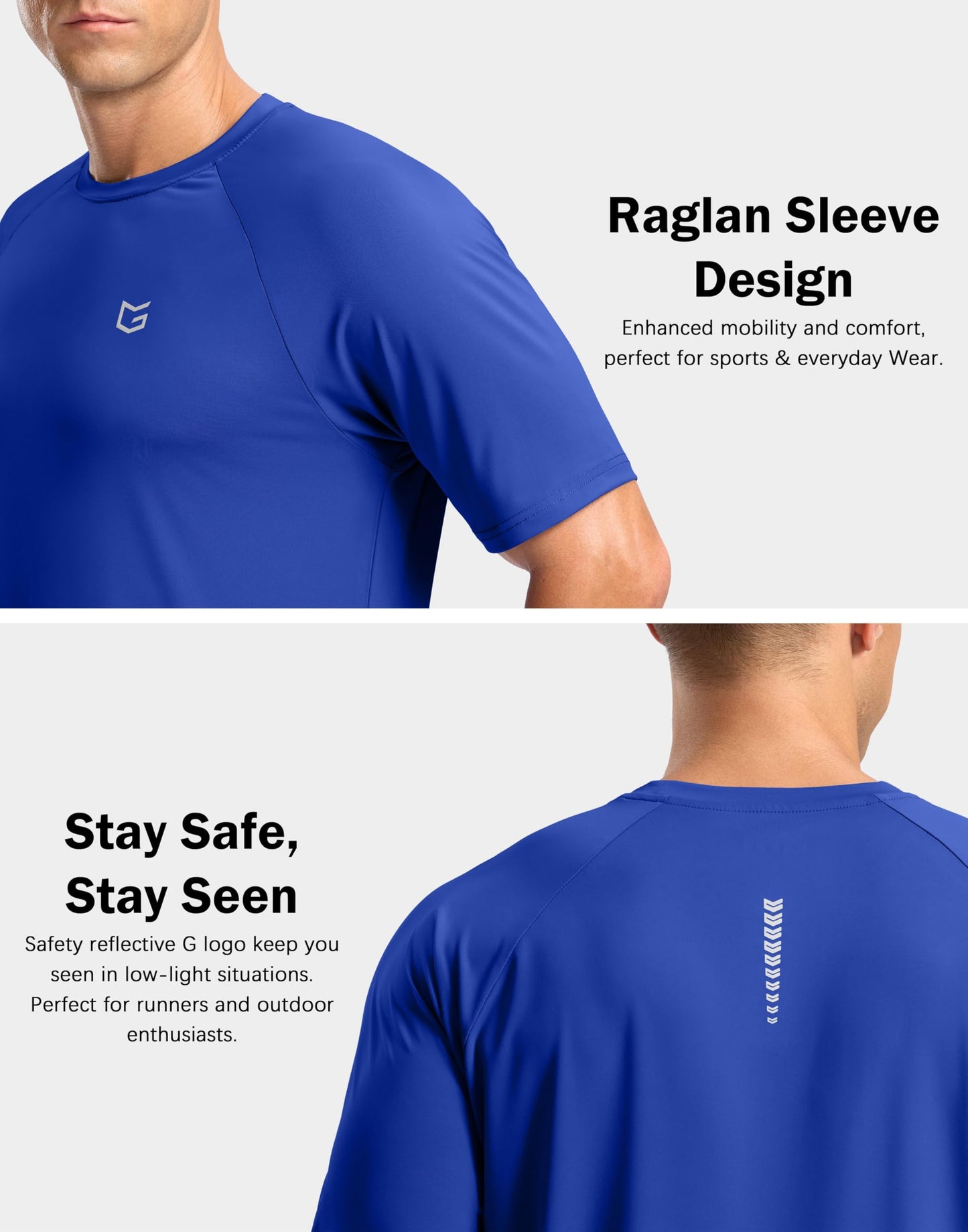 G Gradual Men's Athletic Workout T-Shirts Moisture Wicking Cooling Running Shirts Short Sleeve Performance Tee for Gym Tennis(Royal Blue,XL)