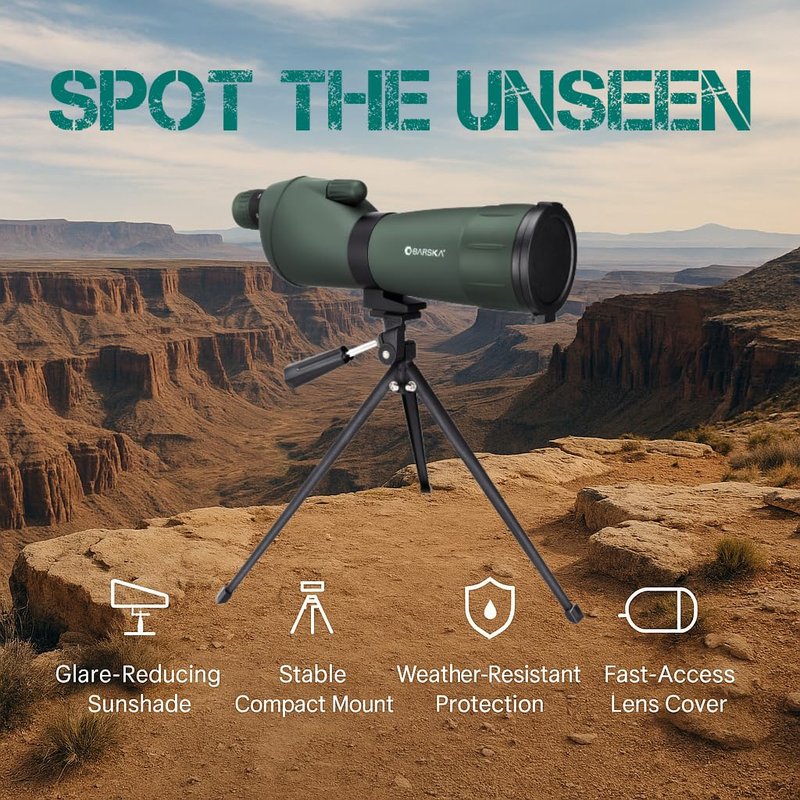 BARSKA 20-60x60mm Colorado Zoom Straight Spotting Scope Waterproof with Flip-Down Lens for Target Shooting Range Hunting Birding