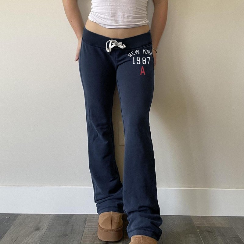 Bosloga Low Rise Sweatpants Women Casual Drawstring Track Pants Y2K Baggy Wide Leg Streetwear Drawstring Sweatpants (Medium,DarkBlue)