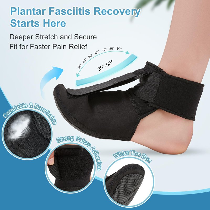 YPLUW Plantar Fasciitis Night Splint for Women & Men - Soft & Comfortable Sleep (Medium)