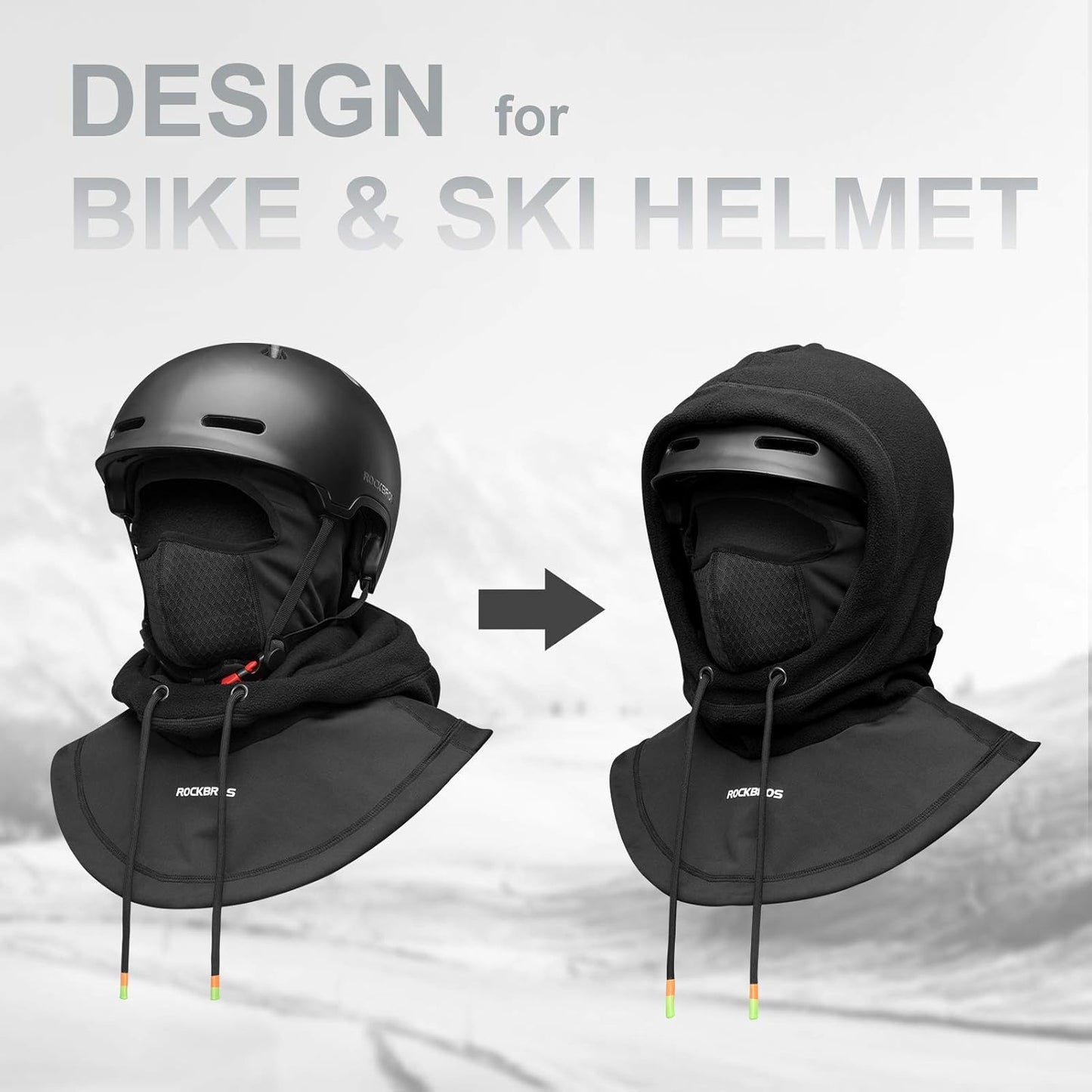 ROCKBROS Ski Balaclava - Thermal Fleece Cold Weather Mask for Men | Winter Protection