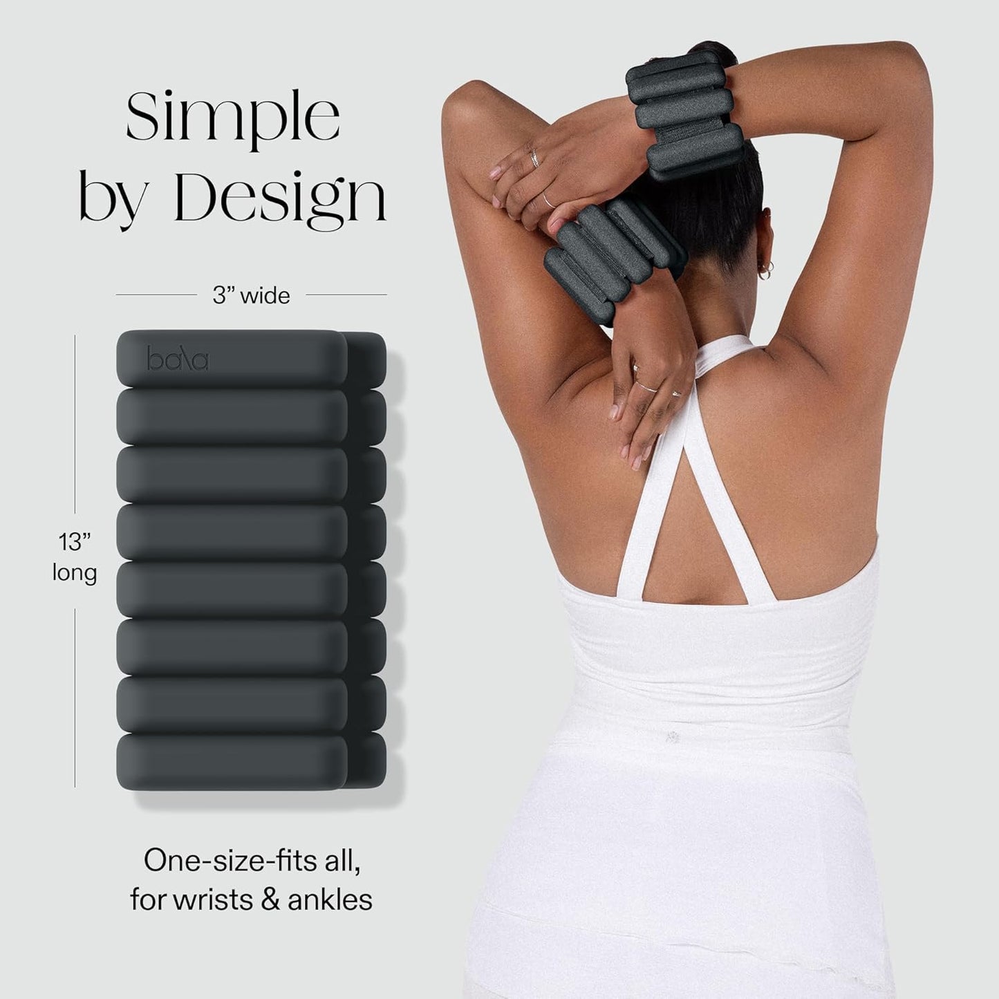 Bala Bangles Adjustable Wrist & Ankle Weights - Soft Silicone Bands for Pilates, Yoga, Home Workouts | Unisex