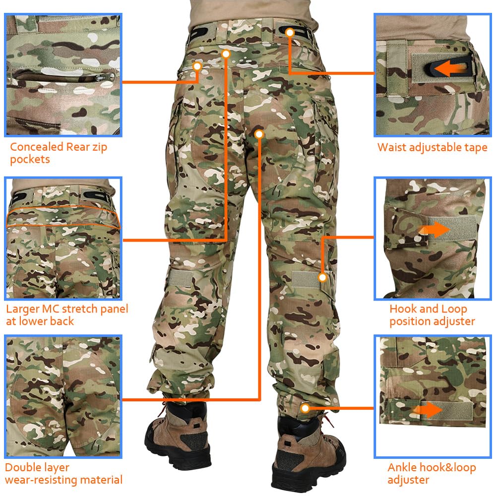 KRYDEX Tactical Men's K3 Combat Pants with Knee Pads (US, Alpha, X-Large, Regular, Regular, MC)