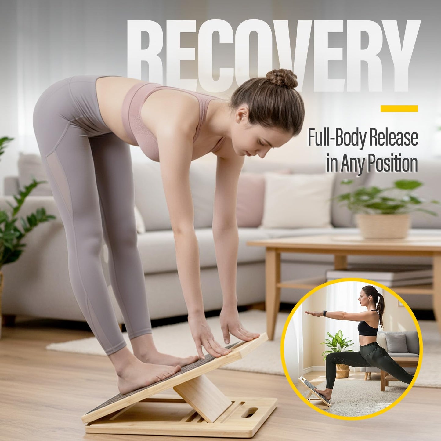 youkzuan 2026 New Slant Board Calf Stretcher | High-Strength Bamboo Calf Stretch Board | Large Slant Board for Calf Stretching & Exercise, Velour Board, Incline Board, Hamstring Stretcher