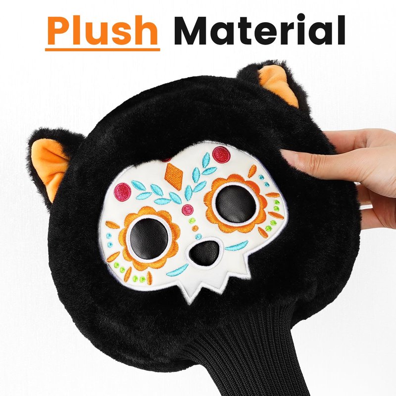 Craftsman Golf Club Cover Sugar Skull Cat Driver Headcover Golf Head Cover for Driver Day of The Dead Golf Club Head Cover Golf Gift