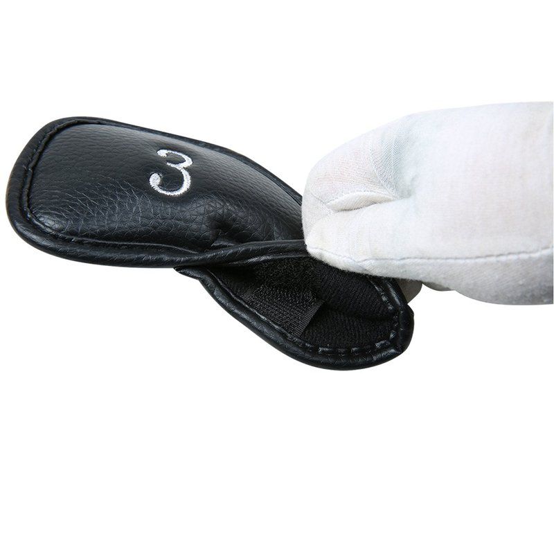 Golf Builder 10pcs/Set Black Leather Golf Iron Head Covers 3-9 Sw Pw Aw Fit Right Hand Irons