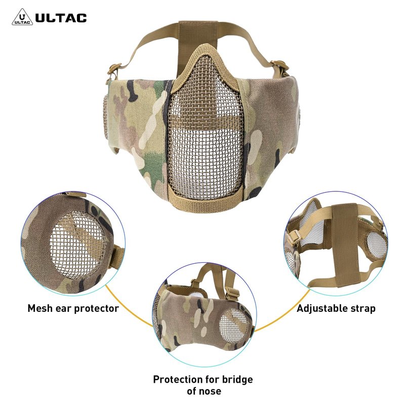 ULTAC Airsoft Helmet with Full Face Protection, Tactical Airsoft Mask, Compatible with Goggles & Accessories, Ideal for Paintball & Outdoor Games