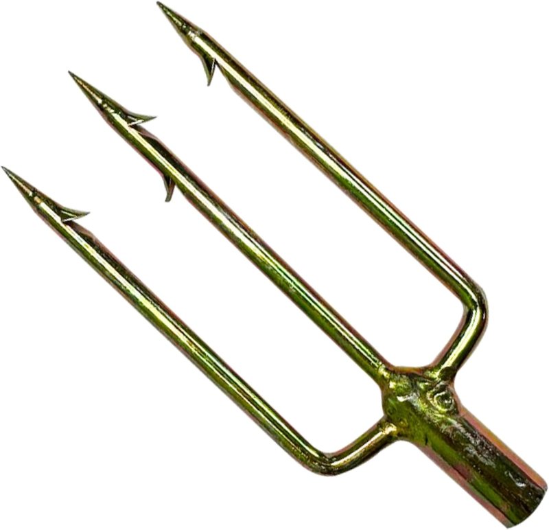 **3-Prong Spearfishing Harpoon Tip - 8mm Stainless Steel Chrome Gold Fork for Precision & Durability | 5" x 2" Threaded**