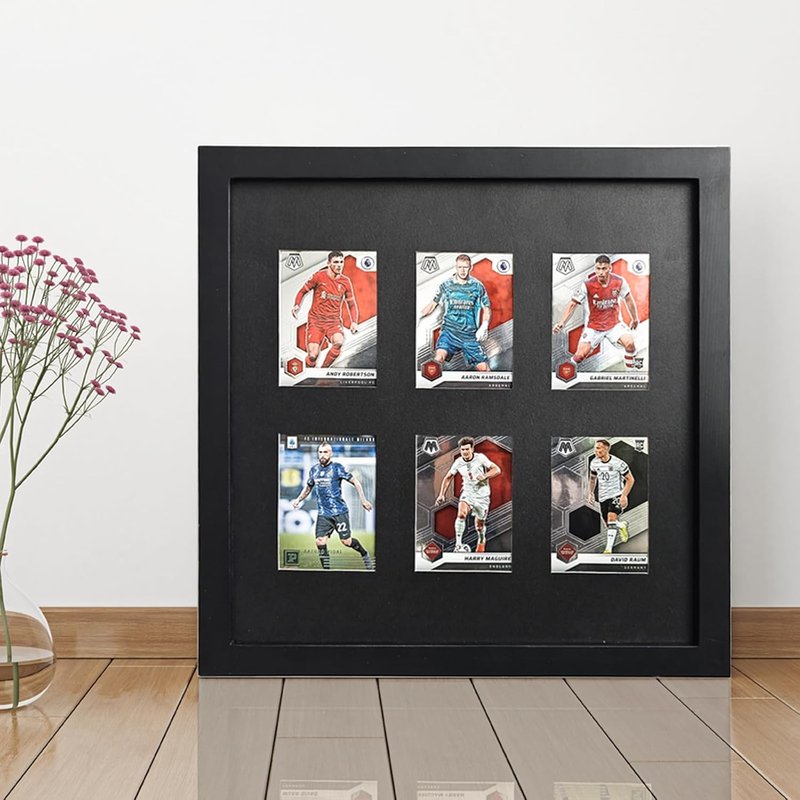 Baseball Display Card Box - 6 Graded Sports Trading Card Frames with UV Protection | Black
