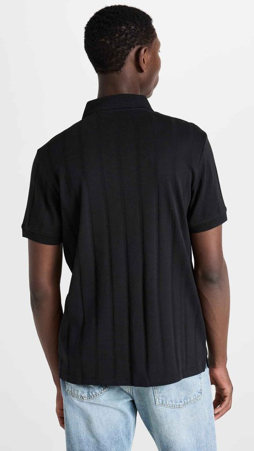 Club Monaco Men's Wide Rib Polo, Caviar, Black, S