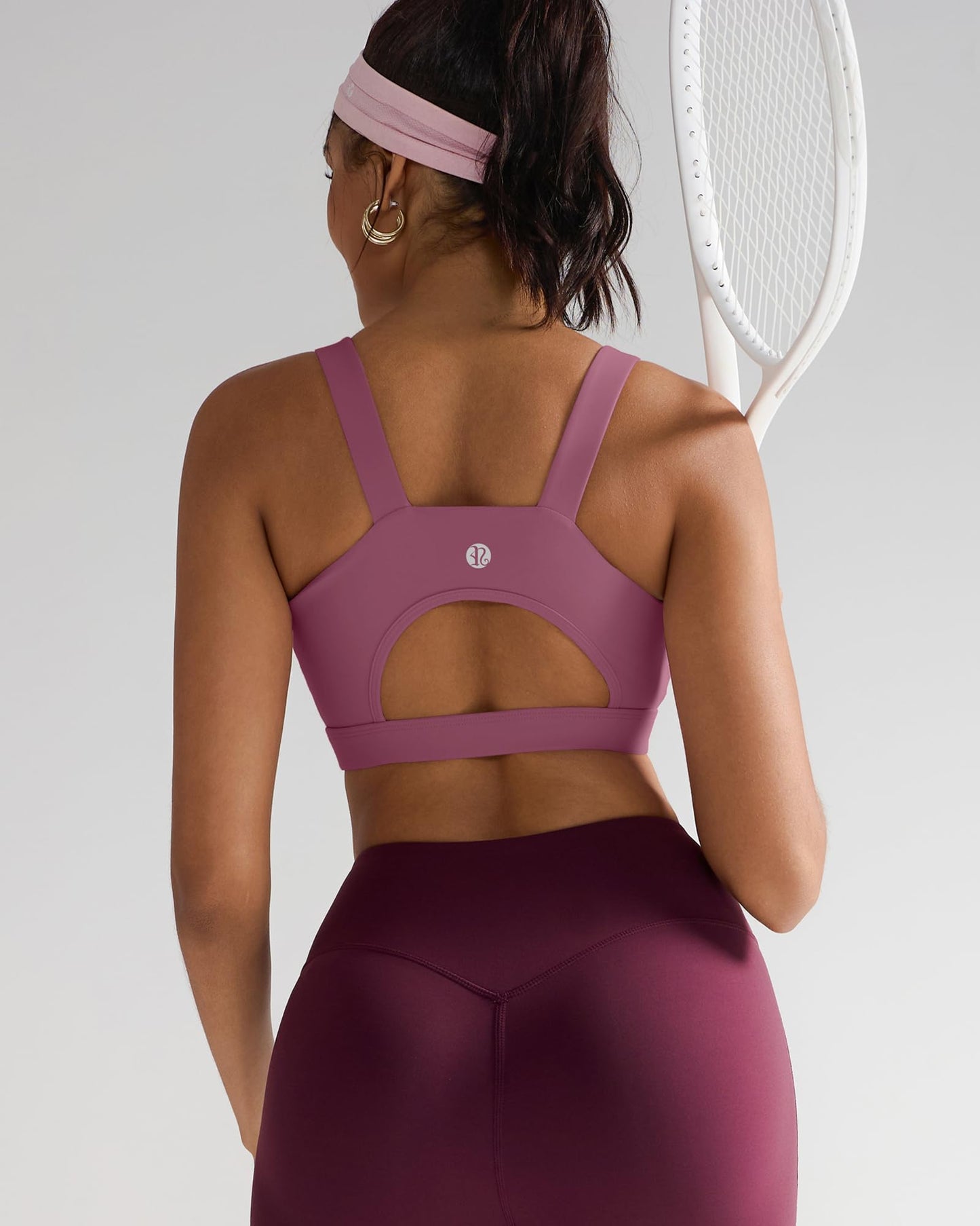 RUNNING GIRL High Impact Sports Bras for Women,Racerback Red Bra Workout Crop Tank Tops Longline Sports Bra Push up(WX2667 Pink,M)