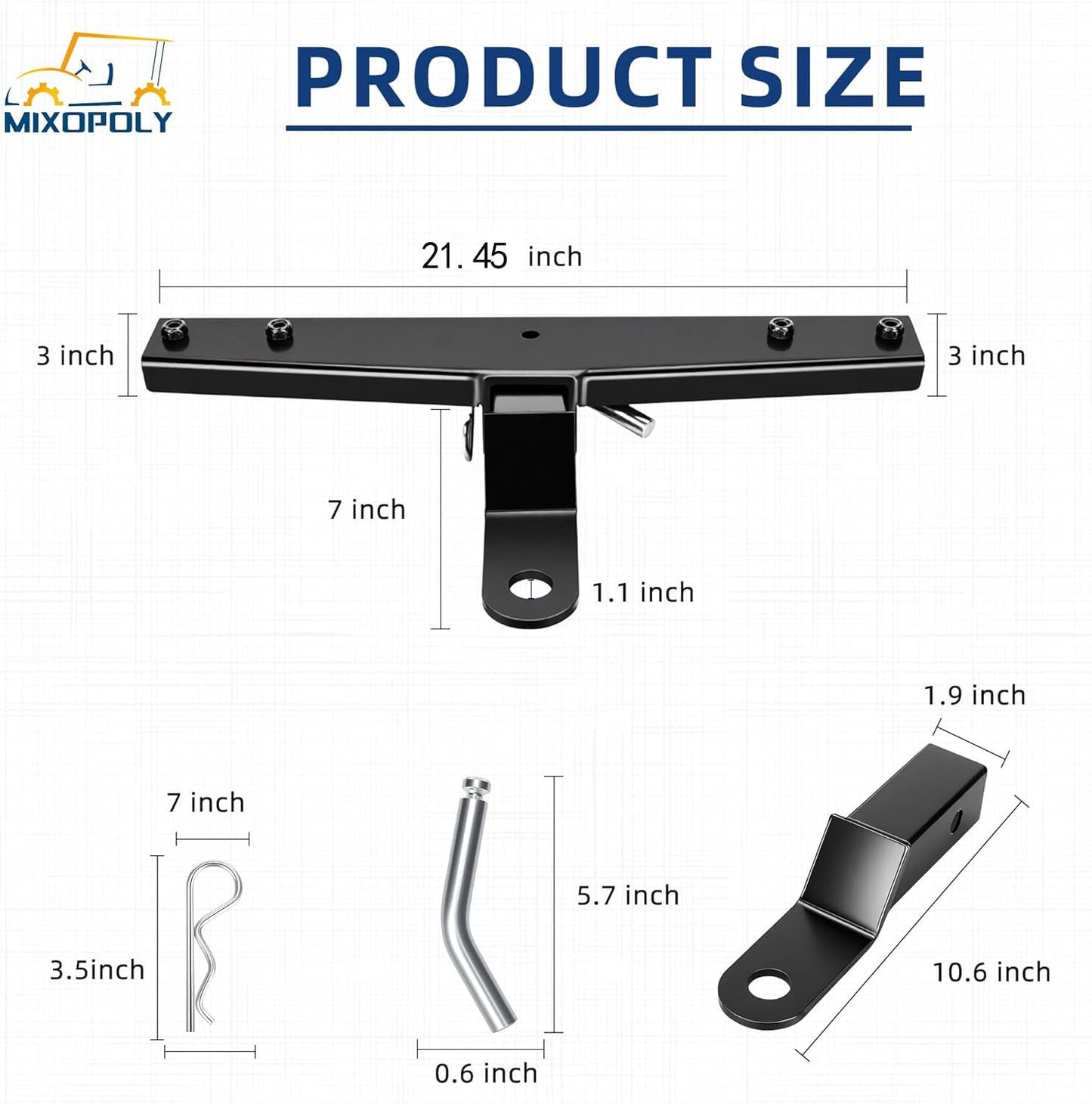 MIXOPOLY Golf Cart Trailer Hitch for EZGO TXT/Medalist Gas and Electric 1994-up, Heavy Duty Rear Bumper Trailer with Receiver, No Drilling Required