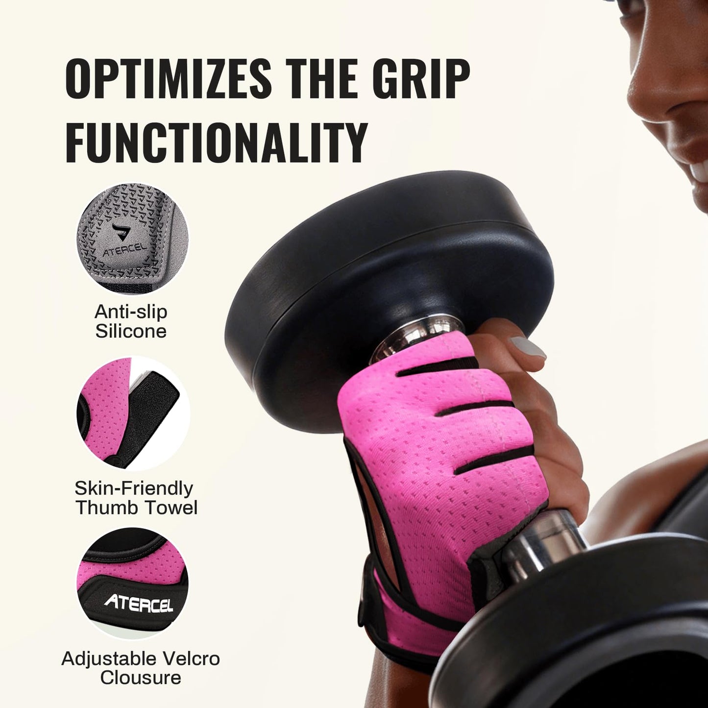ATERCEL Gym Gloves for Women, Workout Gloves for Gym Weightlifting Exercise