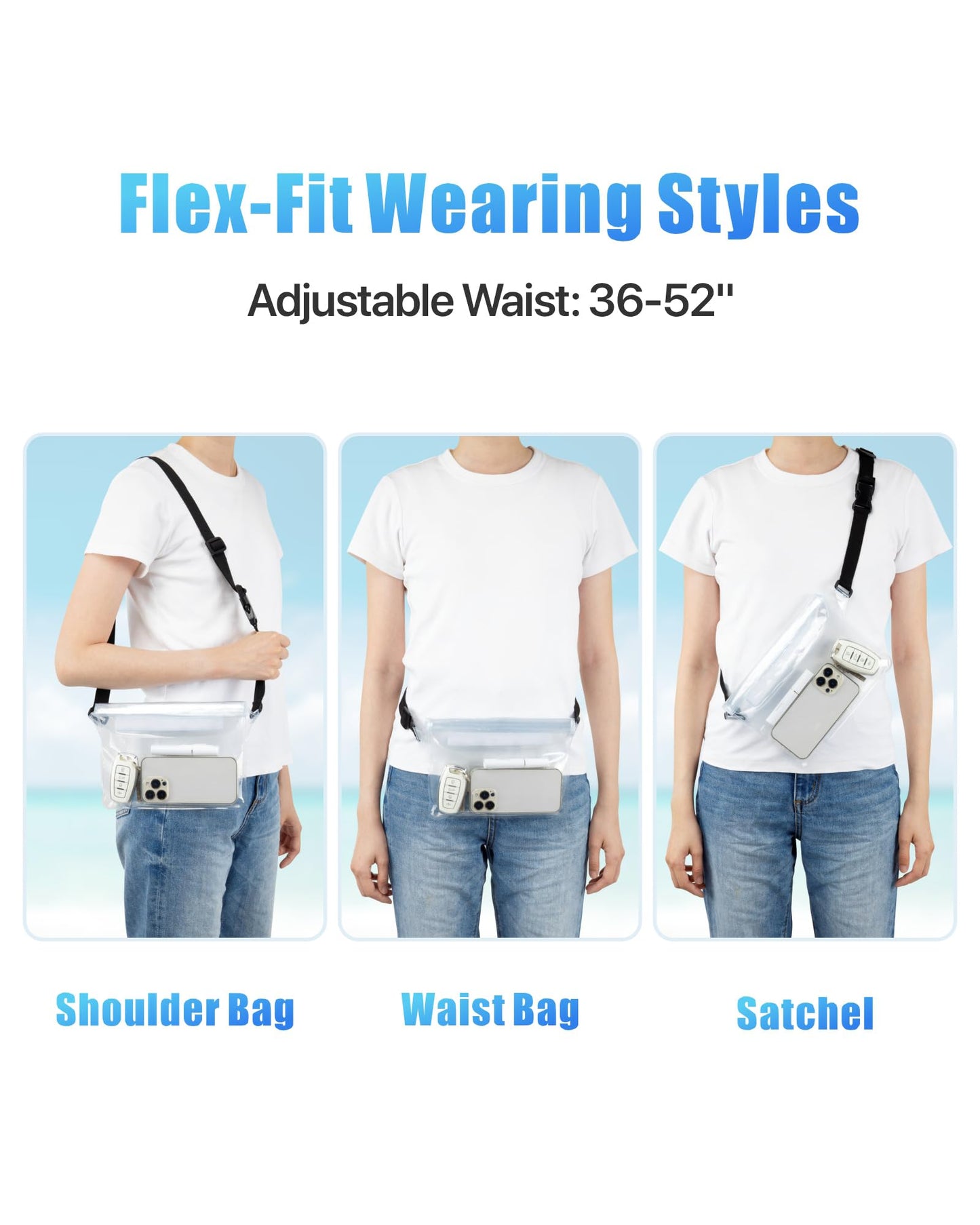 F-color Waterproof Fanny Pack - Cruise Essentials 2026 - Waterproof Pouch with Adjustable Waist Strap, Triple Zipper Roll-Top Dry Bag for Phone, Keep Passport Valuables Dry for Beach Kayaking Boating