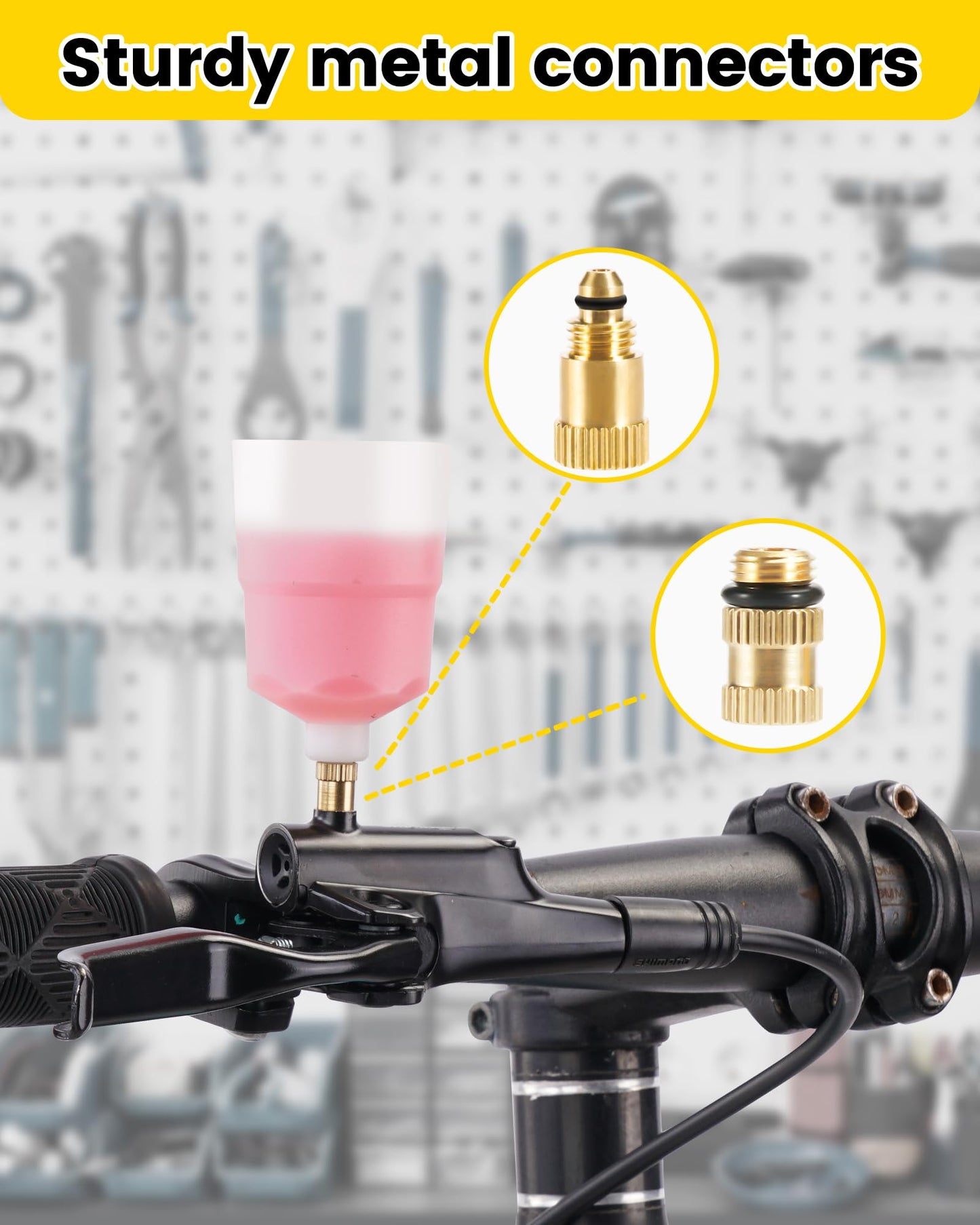 CHUMXINY Brake Bleed Kit for Shimano, TEKTRO, TRP Hydraulic Disc Brakes. Bicycle Hydraulic Brake Bleed Kit Includes Brass Connector, 150ML Mineral Oil Brake Fluid
