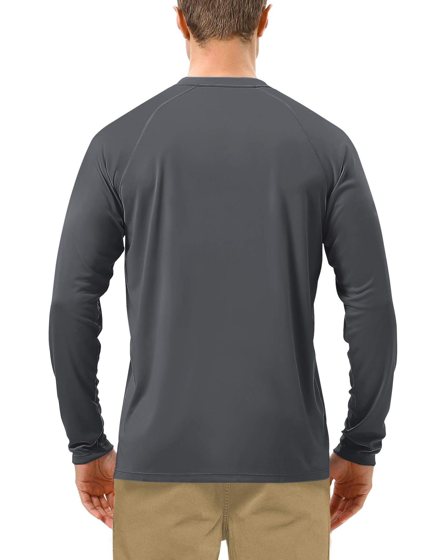 Roadbox Mens UPF 50+ UV Sun Protection Shirts Outdoor Long Sleeve SPF Diving Rash Guard for Fishing Hiking Swimming Dark Gray