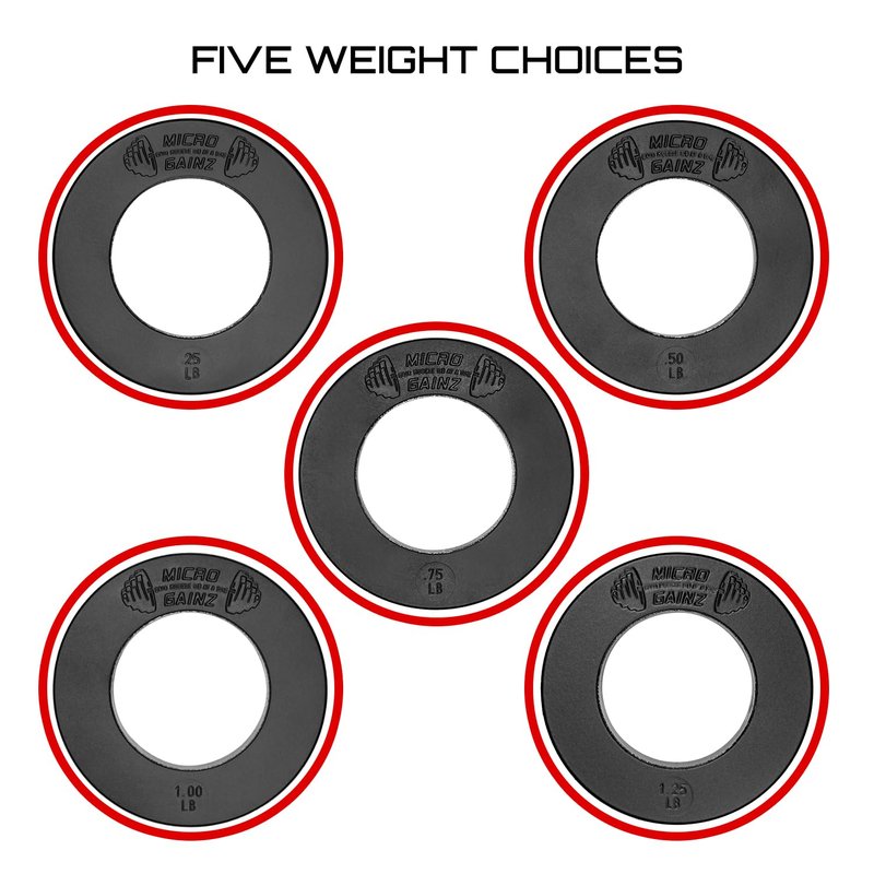 Micro Gainz Olympic Fractional Weight Plates Set, 10 Piece Olympic Weight Plates Set with Bag, Designed for Olympic Barbells for Strength Training and Micro Loading, Made in USA (Black)