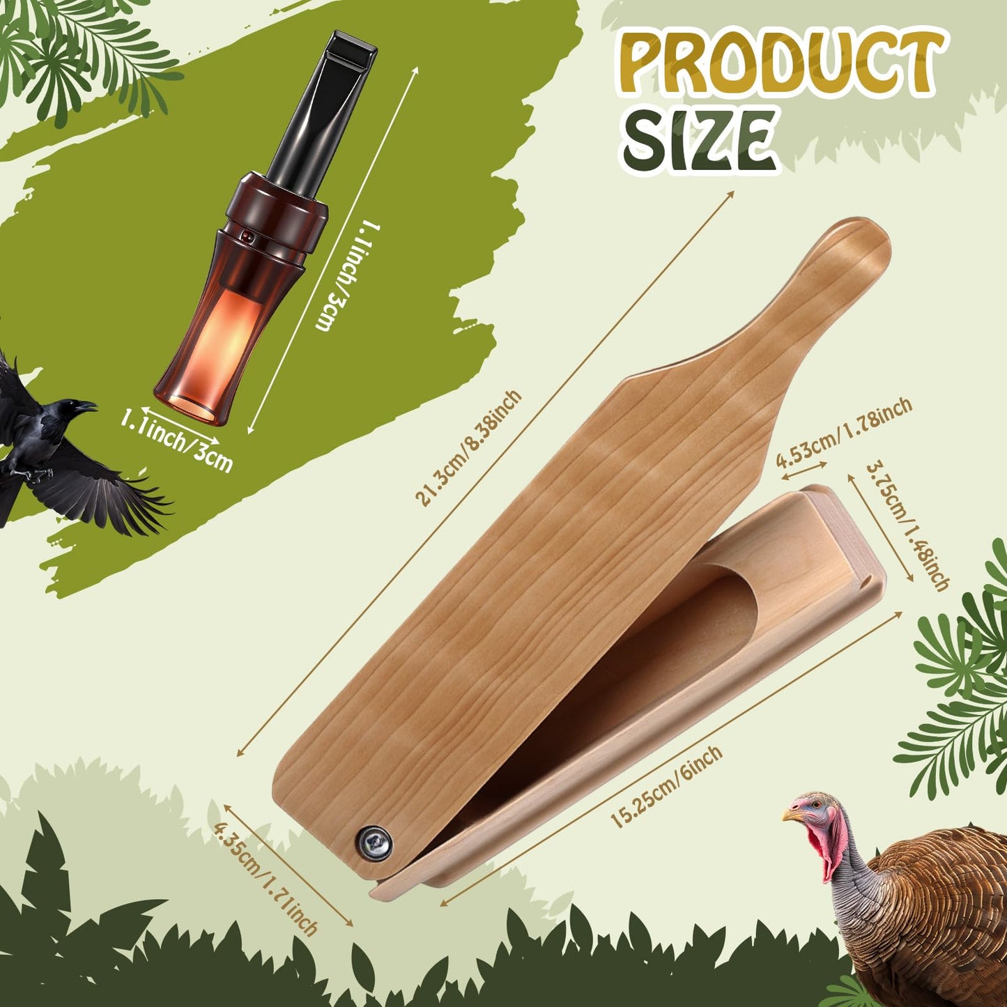 Lewtemi Turkey Crow Call Box Set with 1 Pcs Realistic Hen Box Call and 1 Pcs Portable Crow Bird Whistle Fit for Turkey Hunting Crows Game for Decoying
