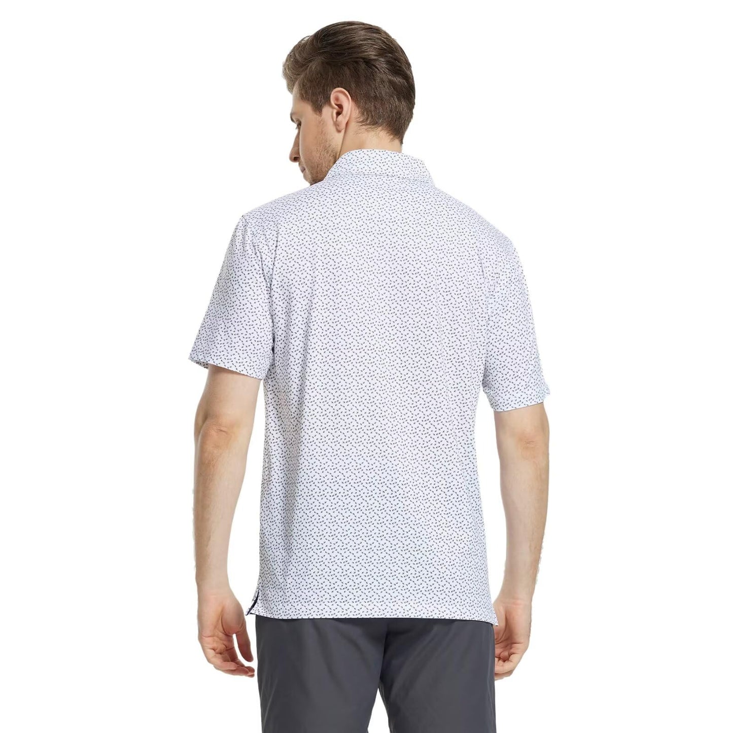 M MAELREG Polo Shirts for Men Quick Dry Fit Short Sleeve Performance Moisture Wicking Print Men’s Golf Shirts